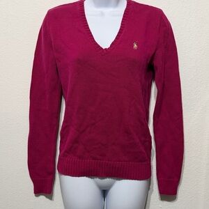 Ralph Lauren Sport Blue Label Cable Knit fucia Pullover  Y2K Academia sweater